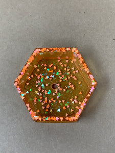 Orange Hexagonal Tiny Pot with Chunky Triangle Glitter