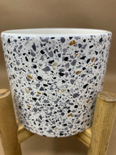 Load image into Gallery viewer, Speckled Ceramic Pot with Wooden Stand - Small
