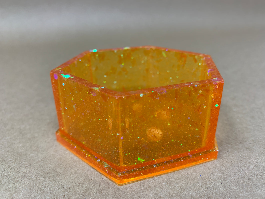 Orange Hexagonal Tiny Pot