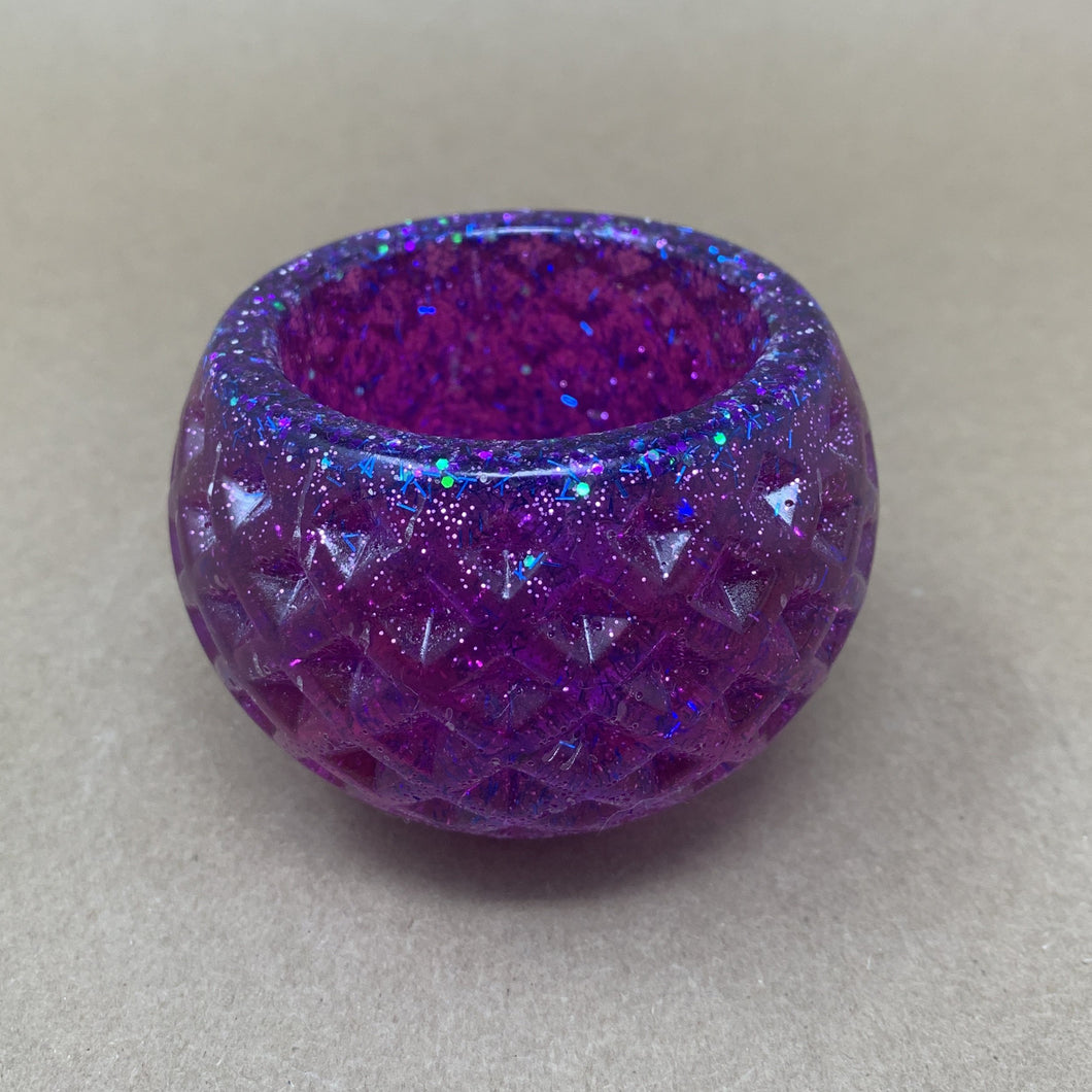 Pinkish-Purple Pot with Purple and Blue Glitter