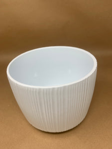 White Ridged Ceramic Pot