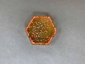 Orange Hexagonal Tiny Pot with Chunky Triangle Glitter