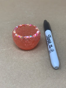 Coral Ring Dish with Chunky Hearts & Stars Glitter