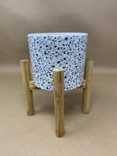 Load image into Gallery viewer, Speckled Ceramic Pot with Wooden Stand - Small
