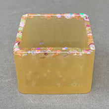 Load image into Gallery viewer, Sunny Yellow Square Pot with Chunky Glitter Hearts &amp; Stars
