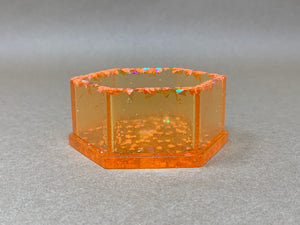 Orange Hexagonal Tiny Pot with Chunky Triangle Glitter