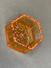 Load image into Gallery viewer, Orange Hexagonal Tiny Pot with Chunky Triangle Glitter
