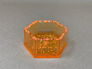 Orange Hexagonal Tiny Pot with Chunky Triangle Glitter